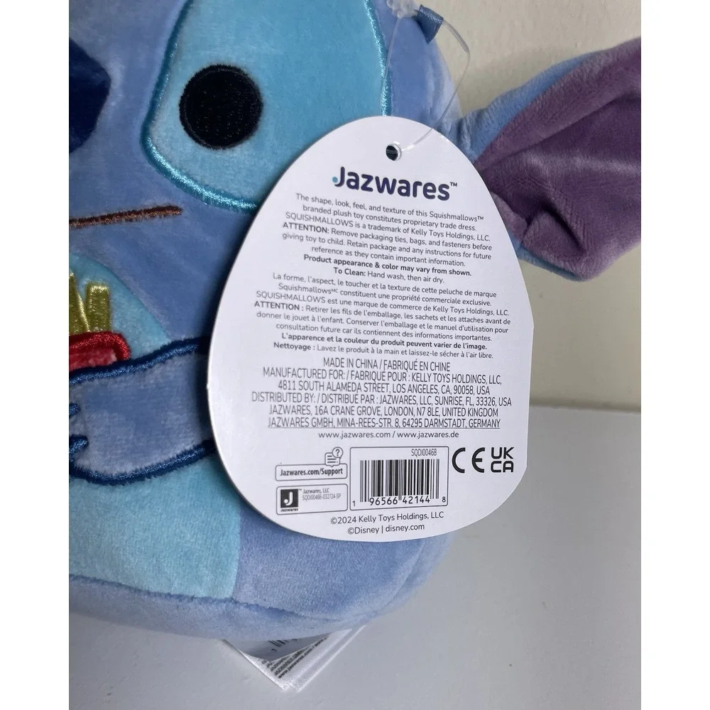 Kellytoy‎ Squishmallow Disney Stitch Eating French Fries Wink Cute 8